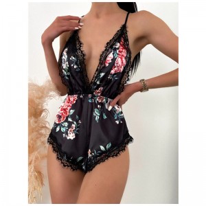 Sexy Hollow out Floral bodysuit High cut V Neck lingerie Teddy Ultra Thin breathable women erotic sexy lingerieHot sale products