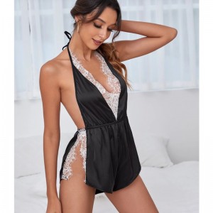 Women\\\'s sexy lingerie sheer see-through mesh sexy lace pajamas nightdress uniform temptation nightgown