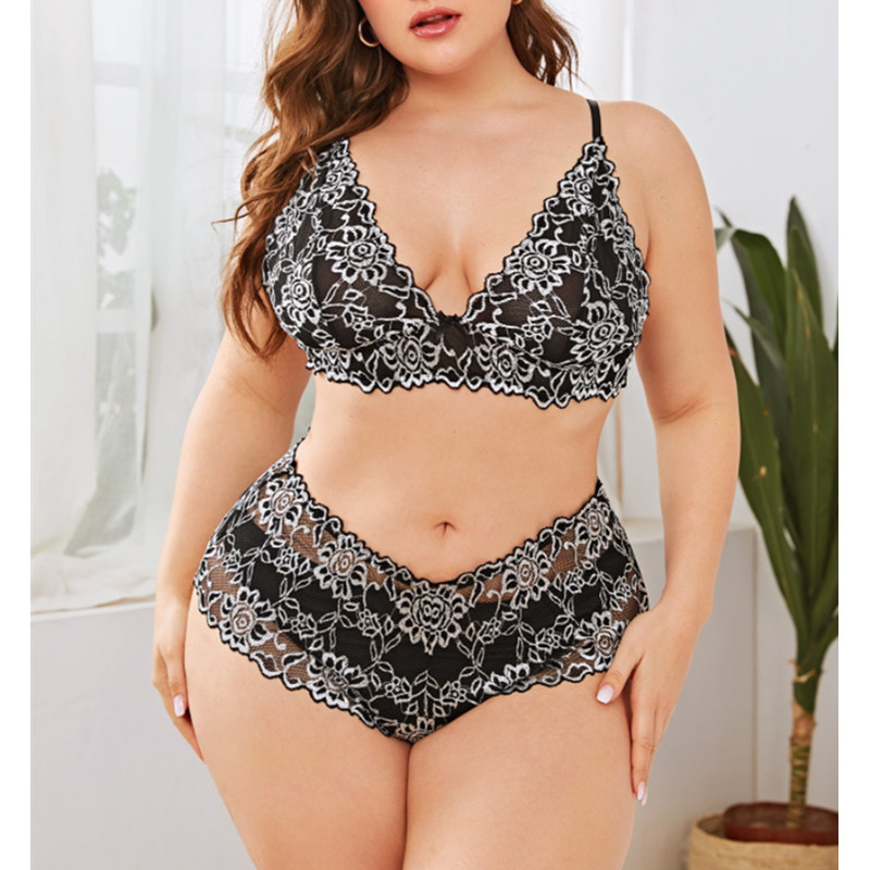 Two-tone mesh lace underwear set