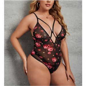 Black Printed One Piece Sexy Lingerie, Factory Wholesale Sale