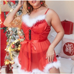 Sexy mesh suspender skirt Christmas dress, factory wholesale production!